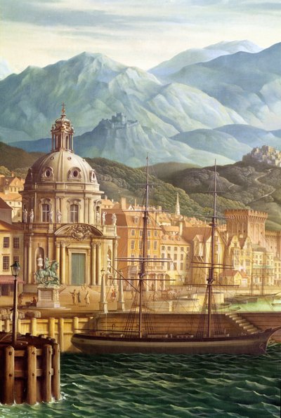 Dettaglio del murale nella sala da pranzo del Marchese di Anglesey da Rex Whistler